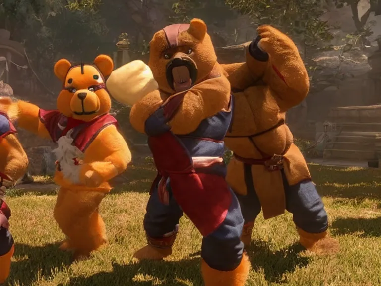 Image similar to Teddy Ruxpin in Mortal Kombat 11, PS5, 5k, in-game cimematic