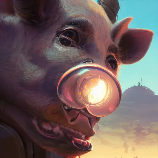 Prompt: highly detailed portrait 🤖🐷 in gta v, stephen bliss, unreal engine, fantasy art by greg rutkowski, loish, rhads, ferdinand knab, makoto shinkai and lois van baarle, ilya kuvshinov, rossdraws, tom bagshaw, global illumination, radiant light, detailed and intricate environment