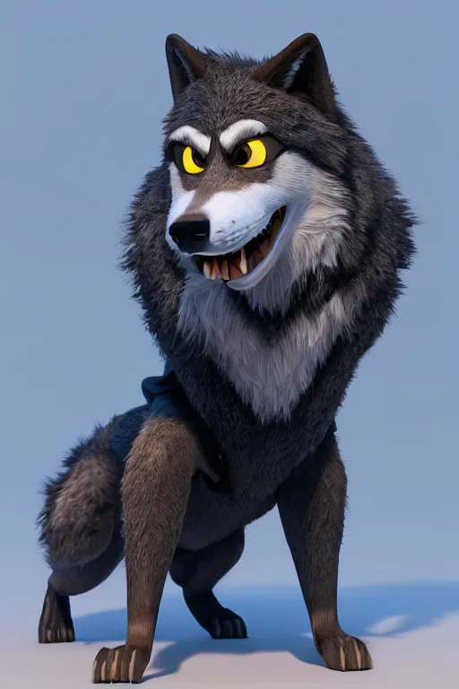 Prompt: a wolf wearing a black hoodie, Pixar style, 3D render, octane render, unreal engine 5, path tracing, cute, Disney style, 4K, natural lighting, high quality, highly detailed, low poly,