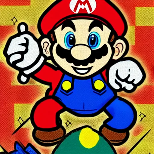 Image similar to super mario in the style of sakimichan, painted anime, intricate detail, ornate, 8 k