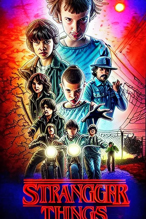 Image similar to stranger things movie poster in india, poster for the bollywood remake of stranger things with indian actors