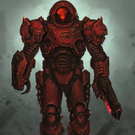 Image similar to Doom slayer in valorant concept art, digital art, valorant, doom, valorant style