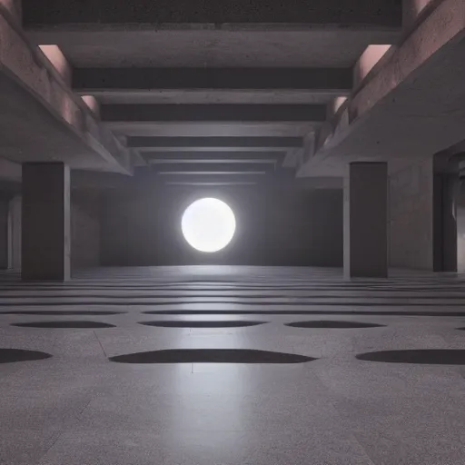 Image similar to octane render, inside the grand hall of a stunning giant huge brutalist cement palace, a giant floating screaming face made out of swirling colorful glowing particles, a huge crowd of people in black cult robes kneeling down, cinema 4 d, volumetric lighting and shadows, fog, moody, atmospheric, 8 k