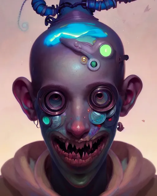 Image similar to portrait of a patchwork boy, bioluminescent, horror, expressive, asymmetrical art, highly detailed, concept art, vivid, colorful, hyperrealism, epic, art by peter mohrbacher and wlop and rhads and artgerm and magali villeneuve and alphonse mucha, artstation, octane render, cgsociety