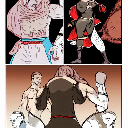 Image similar to baroque mma fighter, color, lastman comic, bastien vives style, character concept