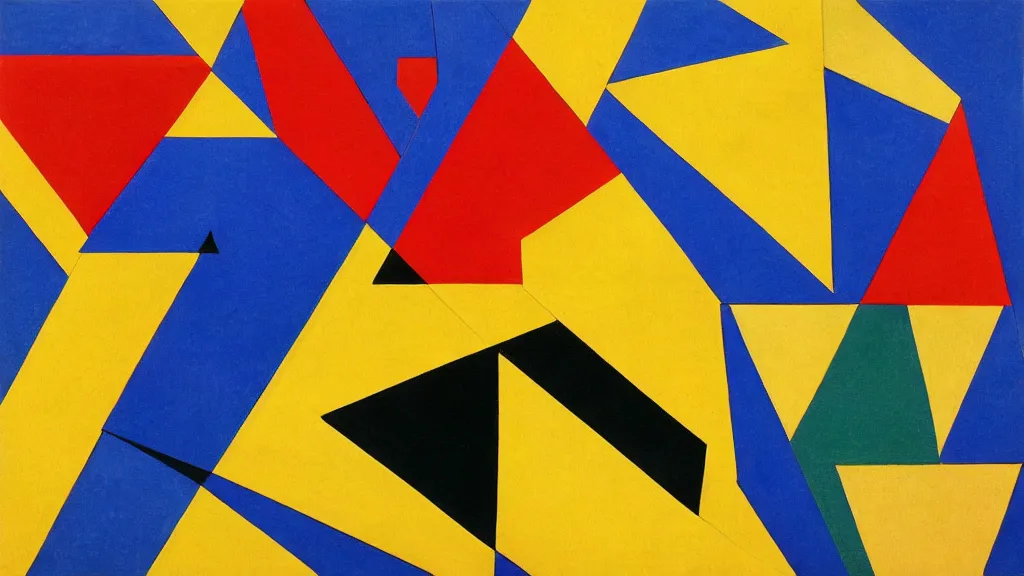 Prompt: suprematism artwork of squares and triangles