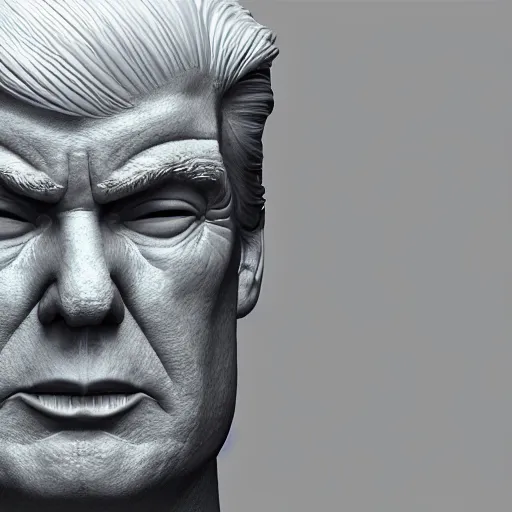 Prompt: donald trump head 3 d model, zbrush, wireframe, retopology, artstation, digital human, xgen hair maya vray arnold