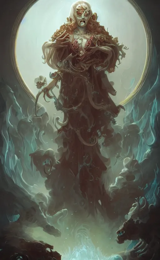 Image similar to portrait of the necromancer by peter mohrbacher, hyper detailed