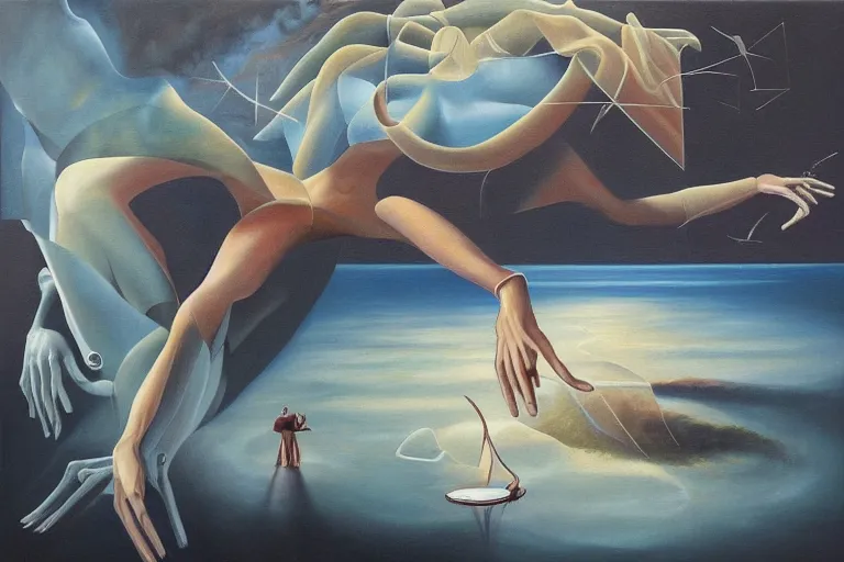 Prompt: identifying one's fears, surrealism, elegant oil painting, highly detailed. album art for music