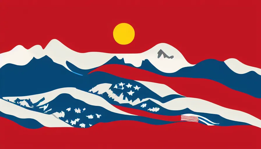 Image similar to A minimalist flag representing Idaho's Salmon River mountain valley, vector graphic, vexillology, cobalt and white color scheme,