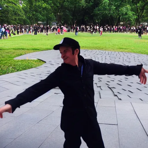 Image similar to mario dancing at vietnam memorial