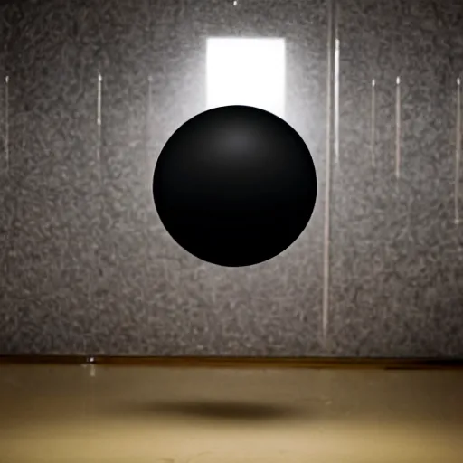 Prompt: Vantablack orb floating in midair, photograph, laboratory