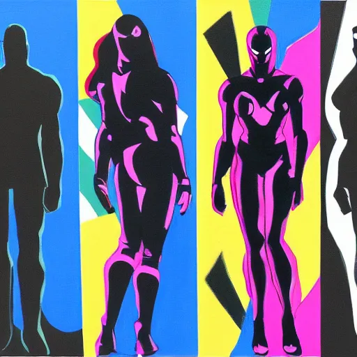 Prompt: oil painting of silhouettes of sexy avangers