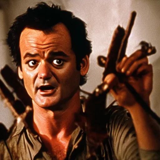 Image similar to bill murray in evil dead