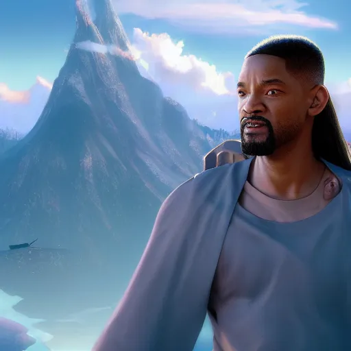 Prompt: jesus meet will smith, cgsociety, artstation, 8 k, dreamworks, hyperdetalied,