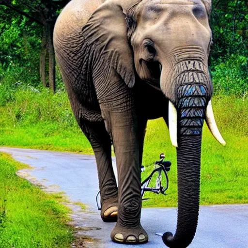 Image similar to elephant riding a bike