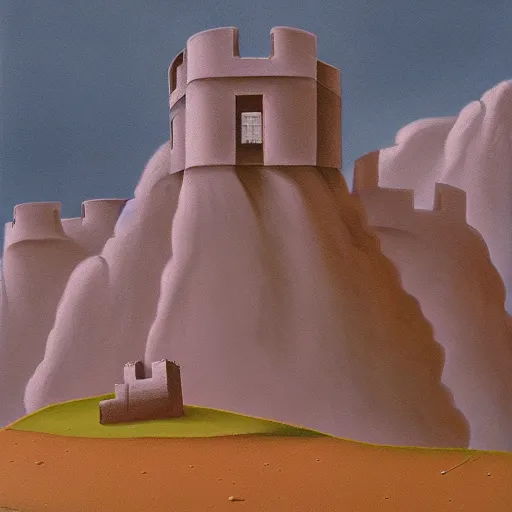 Prompt: the fortress of misfortune, surrealist landscape painting