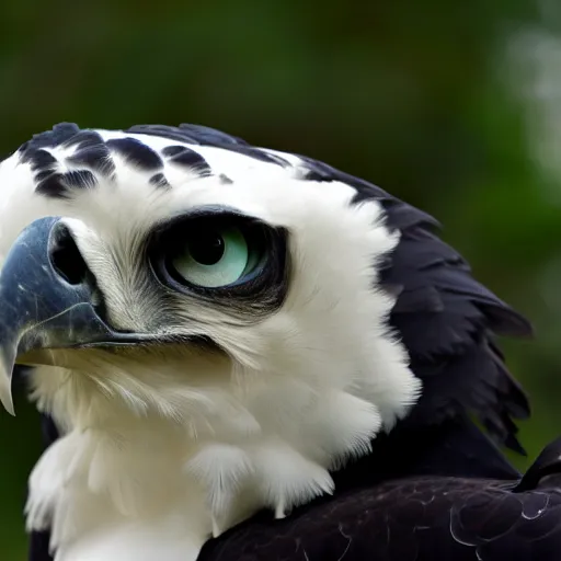 Prompt: close up of a face of a harpy eagle