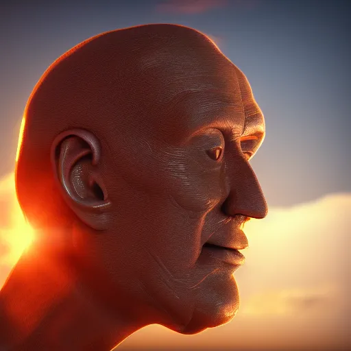 Image similar to sun man!!, detailed, 8 k, hd, sharp focus, octane render, volumetric light