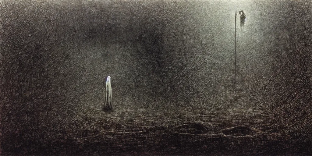 Prompt: underground labyrinth filled with dark water by Beksinski, Luis Royo