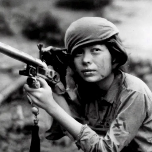 Prompt: a 35mm negative of pippi during the Vietnam war