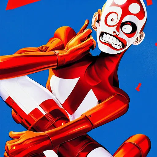 Prompt: magazine cover of a crash test dummy falling through the air, digital painting masterpiece, advanced lighting technology, stylized yet realistic anatomy and face, gorgeous, by reiq and jamie hewlett and bengus and akiman and shigenori soejima and bastien vives and balak and michael sanlaville, 4 k wallpaper, cinematic