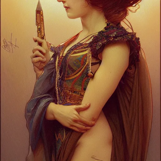 Image similar to beautiful lifelike award winning pencil illustration of lady dimitrescu trending on art station artgerm greg rutkowski alphonse mucha museum quality cinematic atmospheric