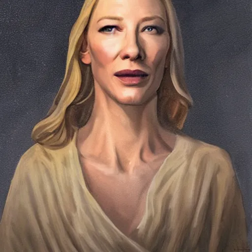 Image similar to painting of cate blanchett as Jesus