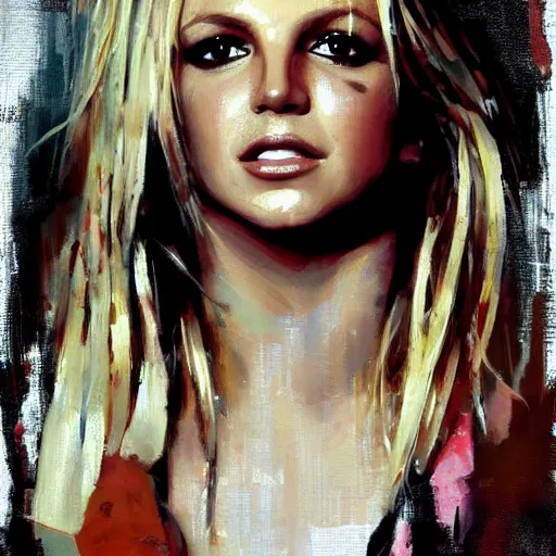 Image similar to face protrait of britney spears, realistic, ultrahd, jeremy mann painting