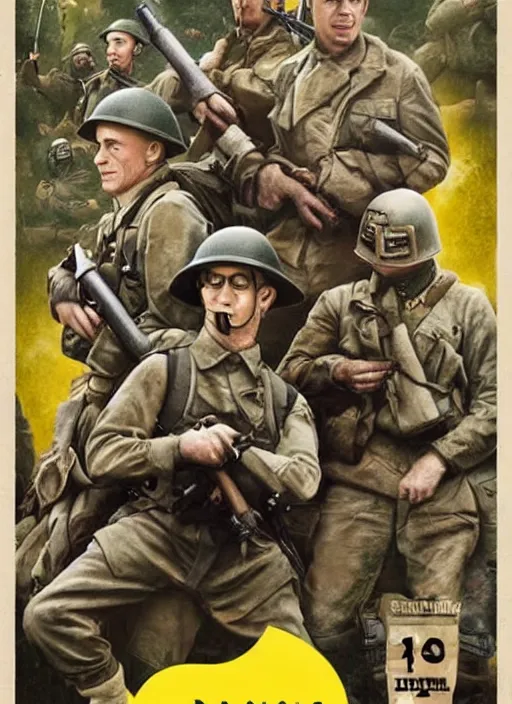 Prompt: minions : wwii movie poster by drew struzan