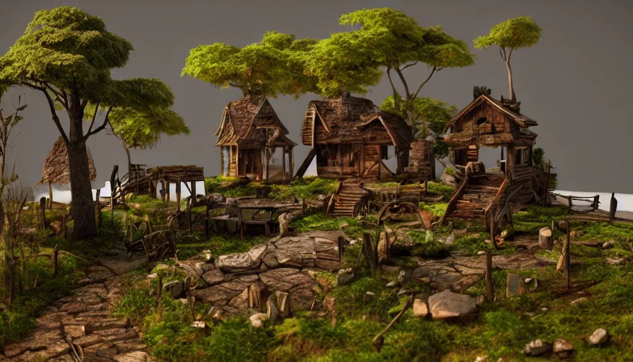 Prompt: a 3D fantasy diorama,high quality,8k,4k,blender,model,3D model