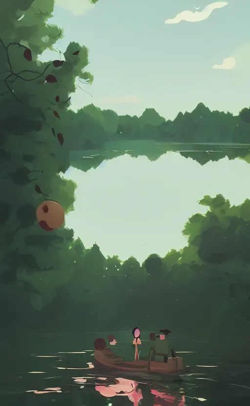 Prompt: a cute pond scenic cinematic environment by Atey Ghailan