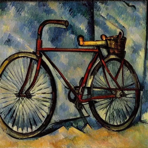 Prompt: Bike by Paul Cezanne,