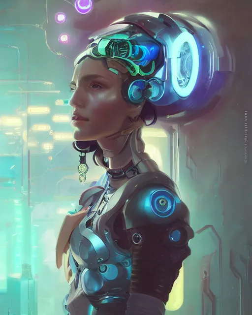 Image similar to portrait of a beautiful cybernetic raver girl, cyberpunk concept art by pete mohrbacher and artgerm and wlop and greg rutkowski and josan gonzales, digital art, highly detailed, intricate, sci-fi, sharp focus, Trending on Artstation HQ, deviantart, unreal engine 5, 4K UHD image