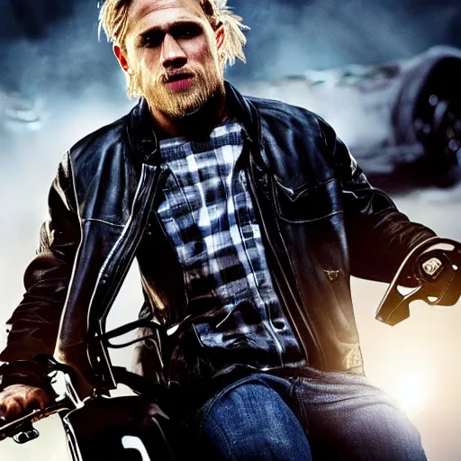 Image similar to Charlie hunnam As Ghostrider hyper realistic 4K quality