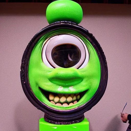 Prompt: intricate detailed bust of mike wazowski being handcrafted by mao zedong
