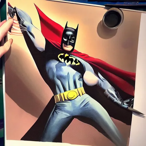 Image similar to photorealistic picture, by alex ross, batman comic panel, gouache and wash paints, fine details, fine intricate, fine facial proportionate, fine body proportionate, fine fix broken line, fine fix duplicate line, fine background proportionate, smooth focus, sharp details, bokeh, 4 k, fine 5 k details