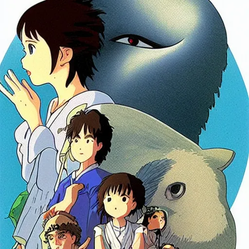 Prompt: Box art of Studio Ghibli's The NeverEnding Story adaption