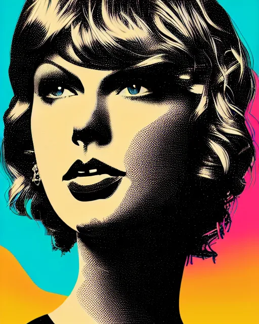 Prompt: typographic portrait of taylor swift, stylized art by petros afshar