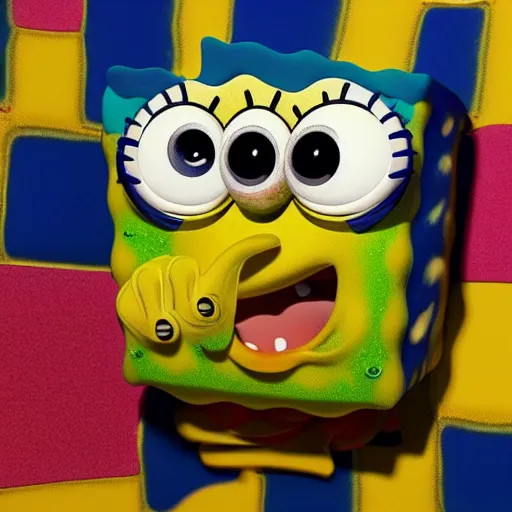 Image similar to ultrarealistic spongebob with fine skin details, pores, and vellus hairs