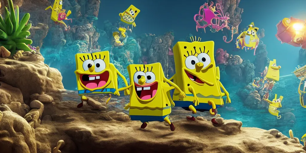 Prompt: very buff and muscly spongebob, realistic 4 k octane beautifully detailed render, 4 k post - processing, highly detailed, intricate complexity, epic composition, magical atmosphere, cinematic lighting, masterpiece, ultra hd