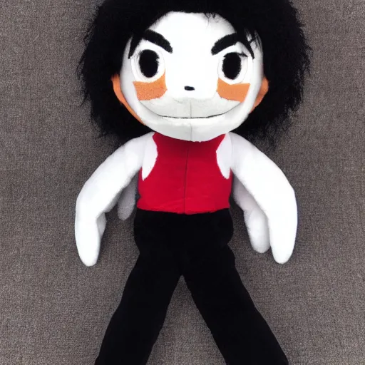 Prompt: michael jackson plush toy, product photo