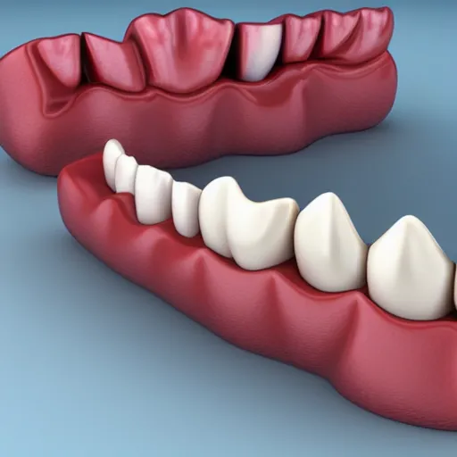 Image similar to poorly rendered 3 d set of teeth