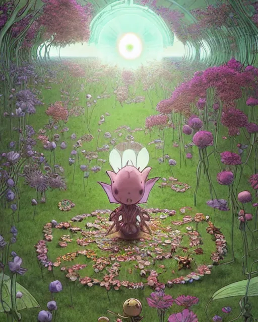 Image similar to the platonic ideal of flowers, sprouting, insects and praying of cletus kasady carnage davinci mandala ponyo alice in wonderland dinotopia watership down, hollow knight, d & d, fantasy, ego death, mdma, dmt, psilocybin, concept art by greg rutkowski and simon stalenhag and alphonse mucha