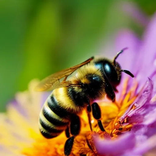 Image similar to a bee landing on a burning flower, the forest is on fire, there is fire everywhere, beautiful macro photography, perfect focus, nice composition