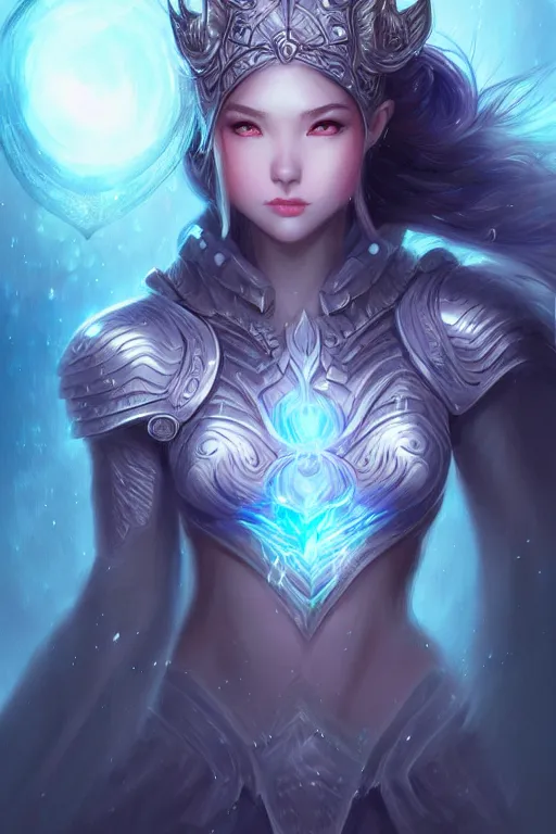 Prompt: an attractive young girl clothed in ethereal armor emitting psychic power, psychic, psychic powers, detailed, highly detailed, hyper detailed, trending on tumblr, by artgerm, by loish, fantasy scene, fantasy aesthetic, trending on Artstation