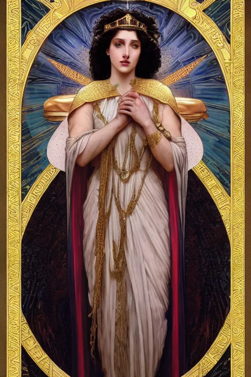 Prompt: Portrait of historically accurate, biblical, sneering, young, wicked, terrible, evil, pagan, beautiful, queen jezebel of ancient Israel, wearing gilded robes, long hair, intricate, elegant, highly detailed, masterpiece, illustration, art by artgerm and greg rutkowski and alphonse mucha and Wayne Barlowe and william-adolphe bouguereau, highly detailed, trending on artstation, award winning