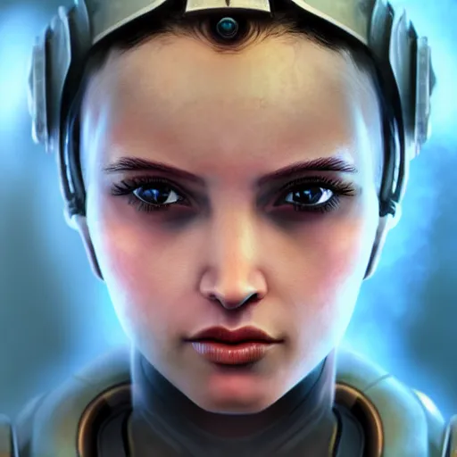 Prompt: beautiful female android, full round face, short smile, full body, post apocalyptic setting, futuristic, medium shot, mid-shot, highly detailed, trending on Artstation