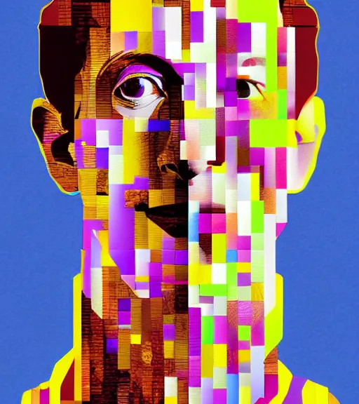 Image similar to cubist portrait of mark zuckerberg cutout digital illustration cartoon colorful beeple