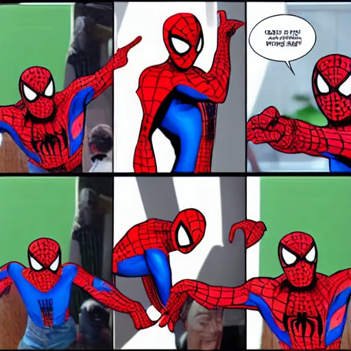 Prompt: spiderman in a four - frame meme by knowyourmeme